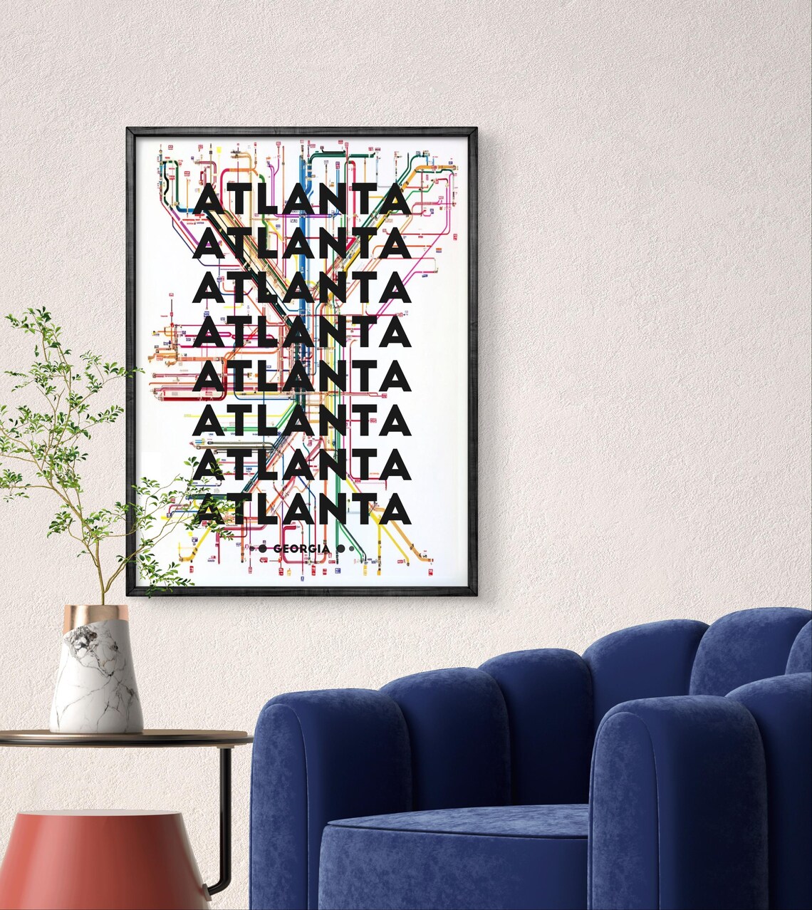 Atlanta Georgia Transit Map, Modern City Decor - Image 3