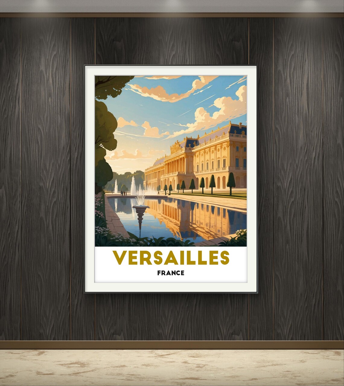 Versailles France Palace Grand Gardens Fountain Travel Poster