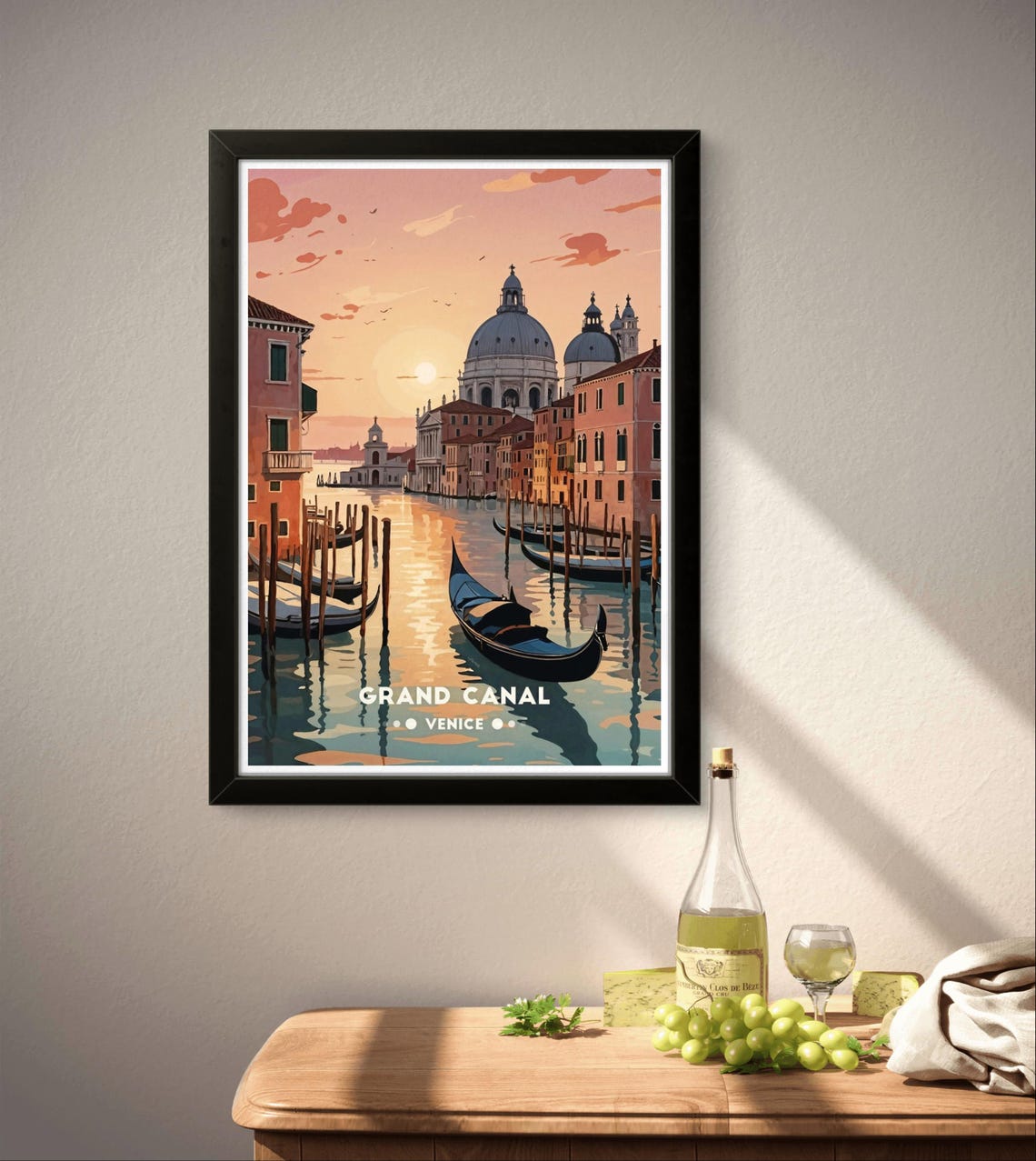 Venice Grand Canal Gondolas Sunset Salute Basilica Water Poster - Image 2