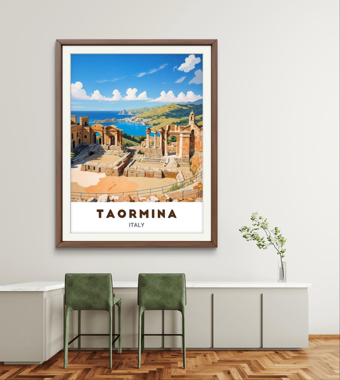 Taormina Italy Ancient Greek Theatre Ruins Sea View Art Poster - Image 2