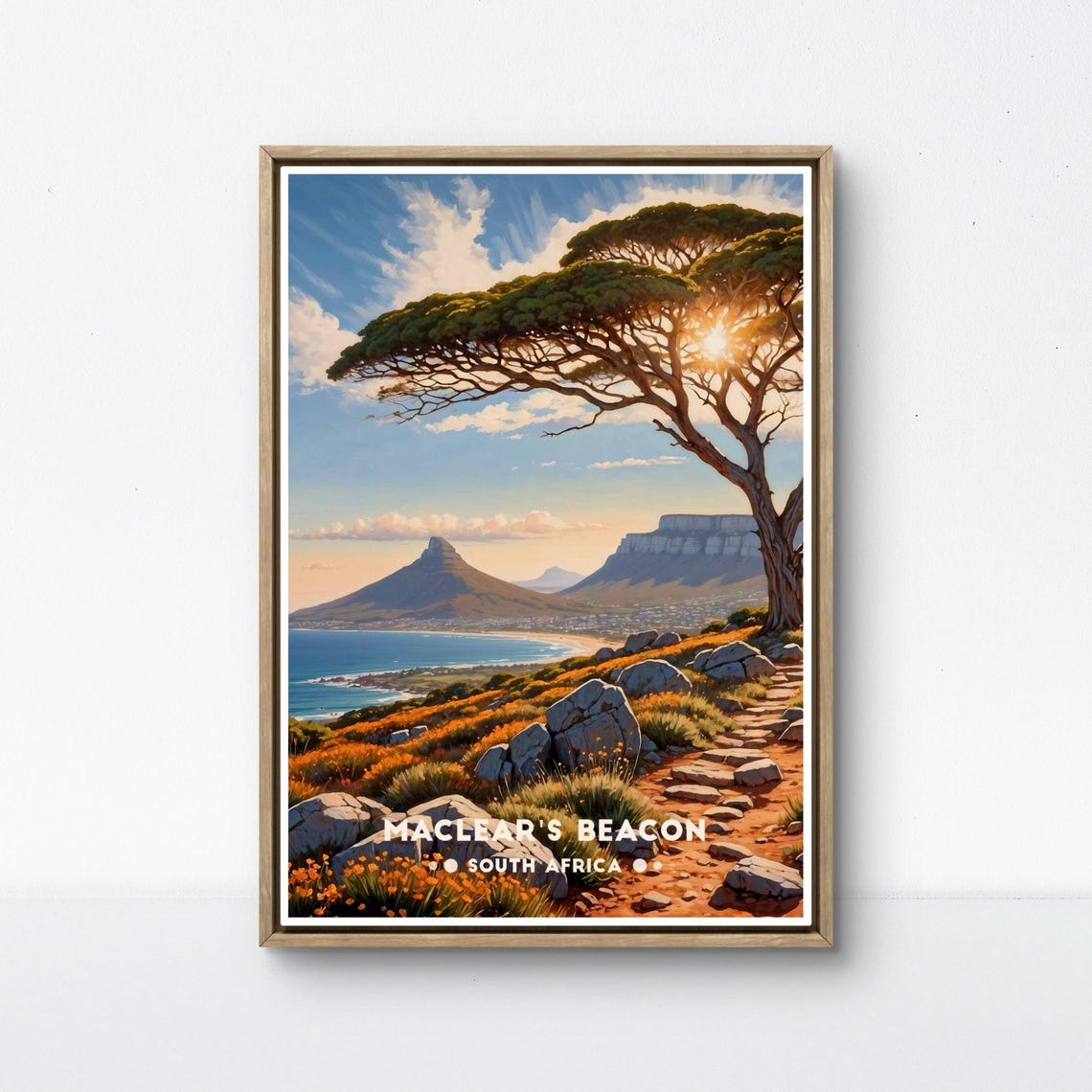 Maclear's Beacon South Africa Table Mountain View Travel Poster