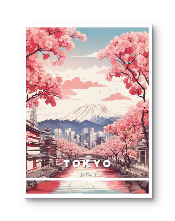 Tokyo Poster Captivating Tokyo Print Of Cherry Blossoms Mount Fuji And Cityscape For Home Or Office Decor