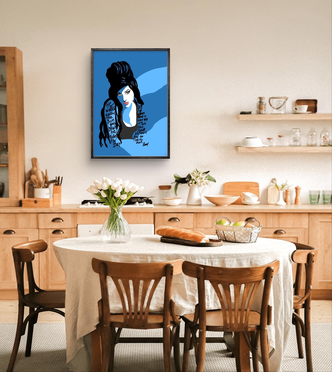 Amy Winehouse Pop Art Portrait Blue Background Music Icon Poster - Image 3