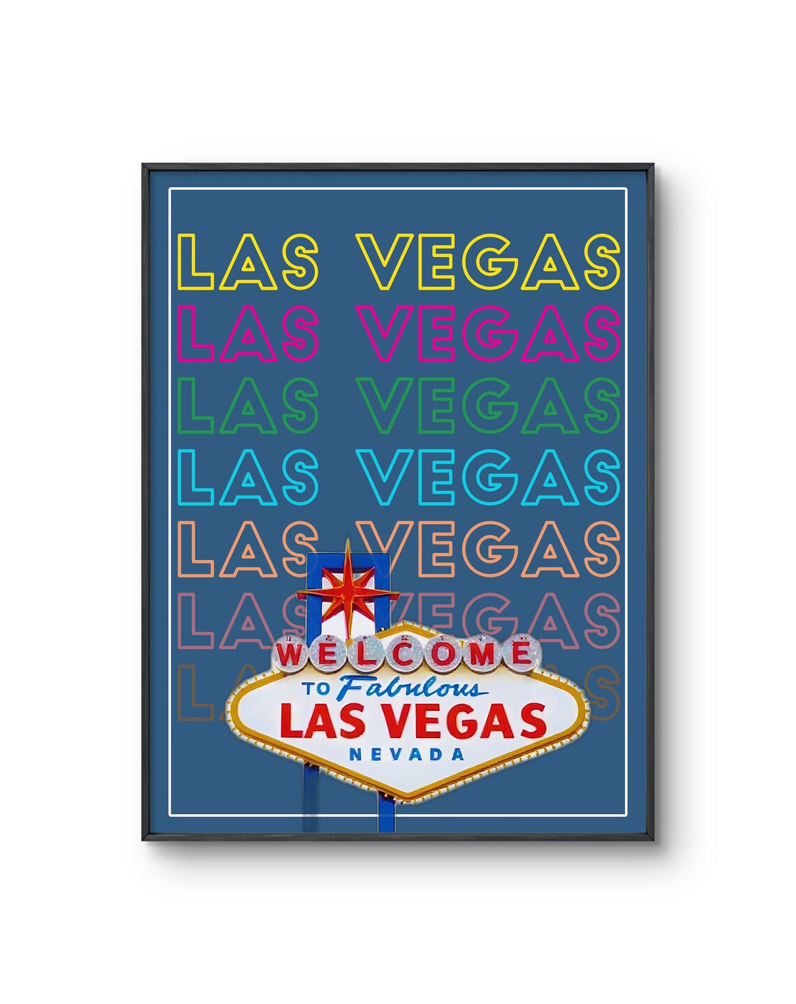 Las Vegas Nevada Welcome Sign Neon Lettering Pop Art Travel Poster