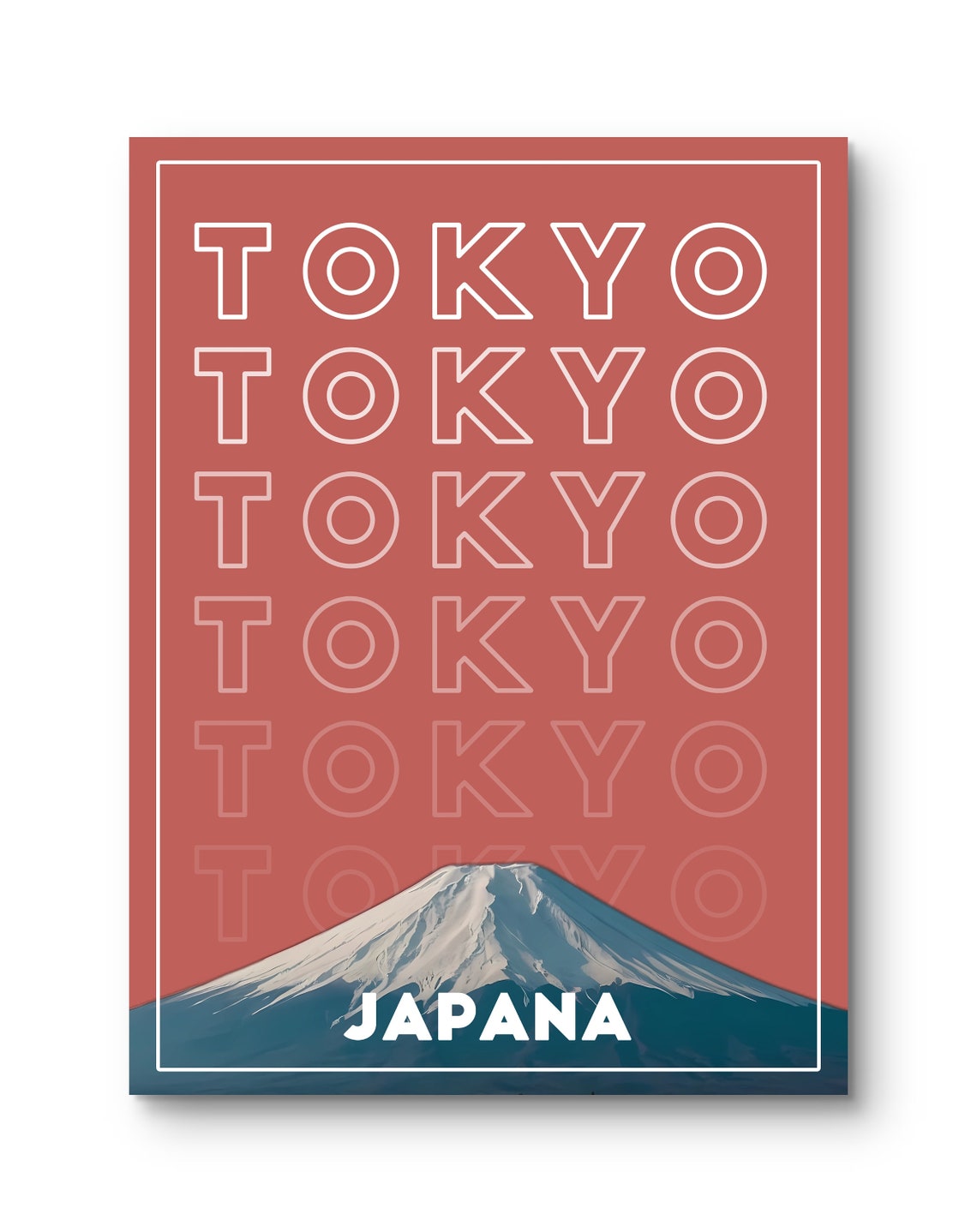 Tokyo Mount Fuji Snow Peak Red Retro Travel Typography Poster - Image 2