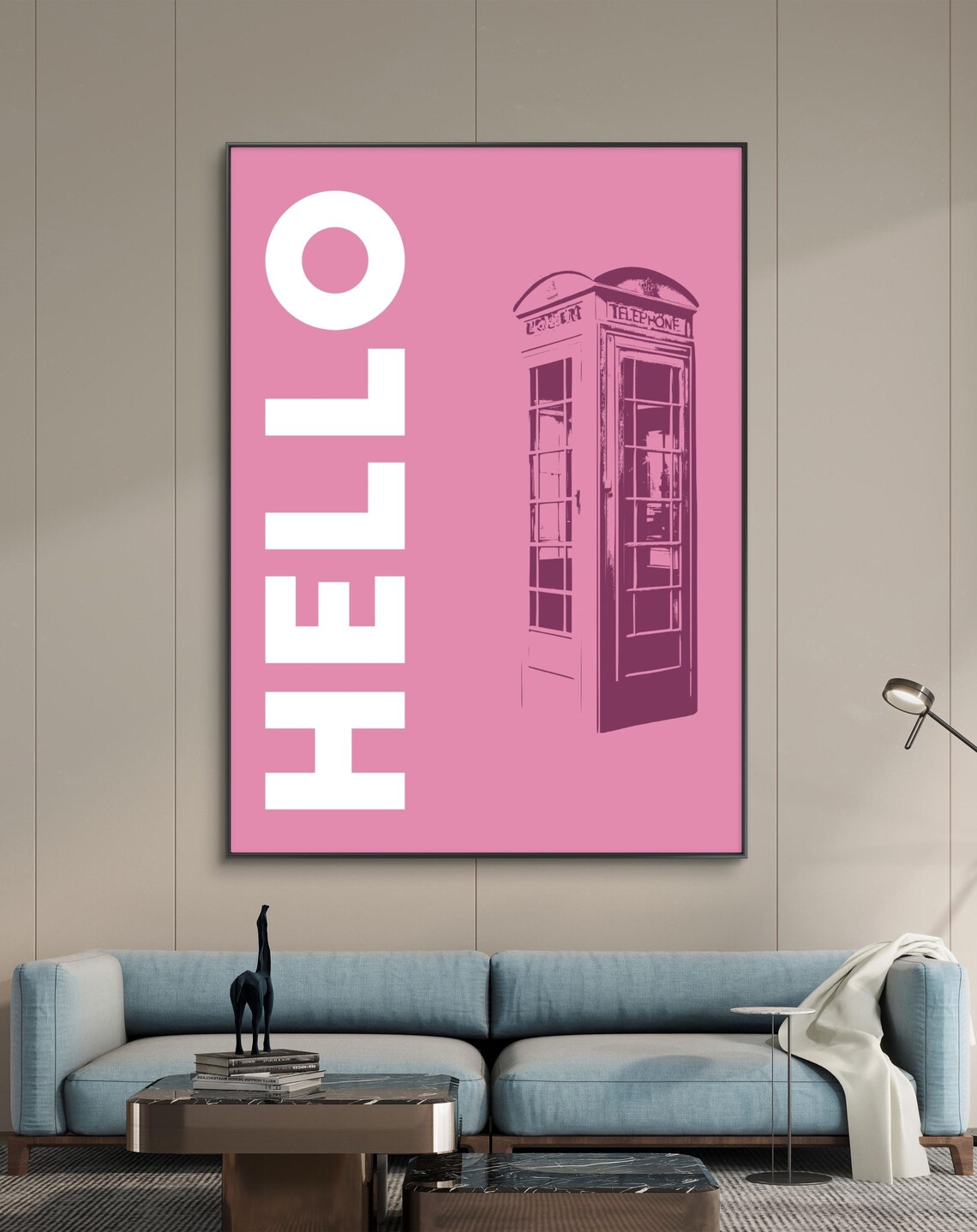Hello Pink British Telephone Box Pop Art London Street Poster - Image 3