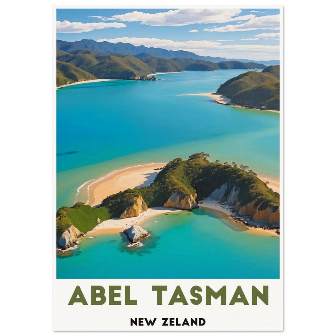 Abel Tasman New Zealand Turquoise Bays Aerial Coastal Poster - Image 3