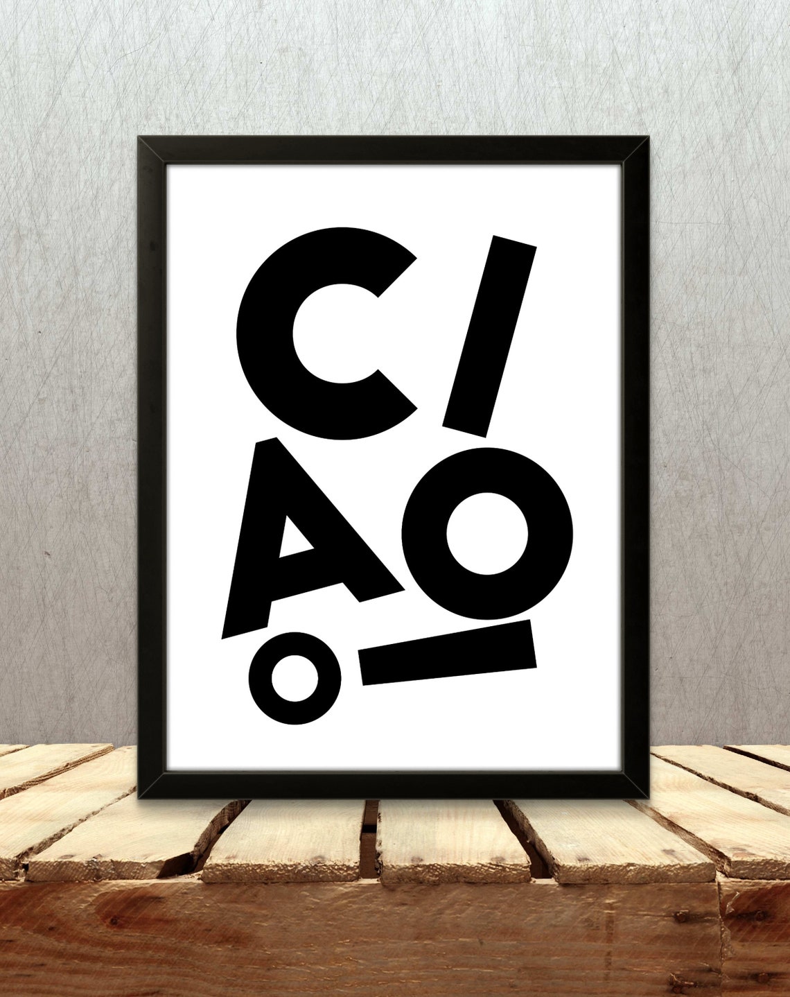 Ciao Typography Black and White Minimalist Italian Home Decor Poster