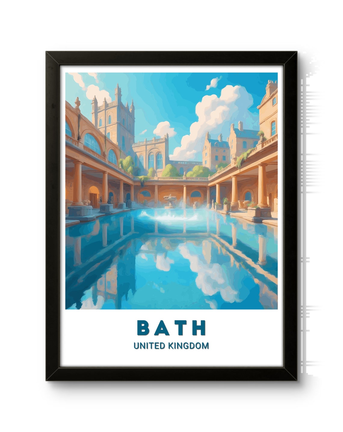 Bath United Kingdom Historic Roman Baths Courtyard Pool Art Poster - Image 3