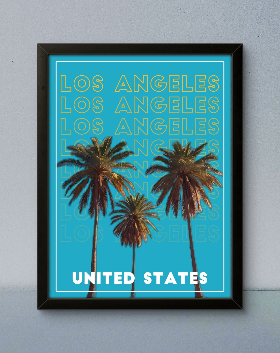 Los Angeles United States Turquoise Palm Tree Typography Poster - Image 3