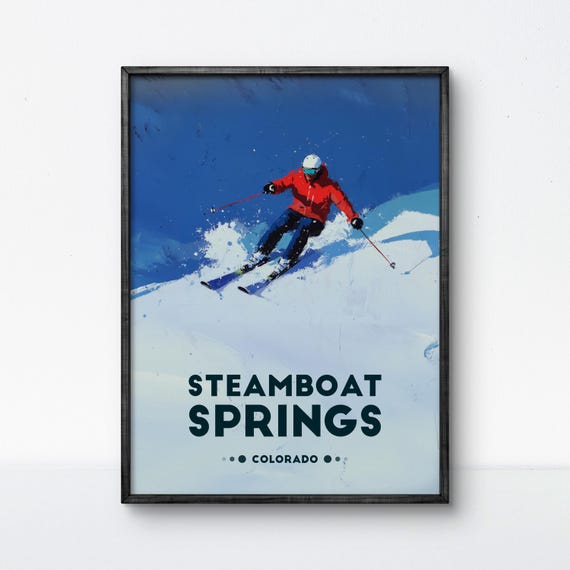 Steamboat Springs Ski Poster Dynamic Winter Sports Artwork For Adventure Enthusiasts And Snow Lovers