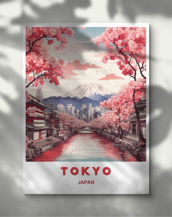 Tokyo Poster Captivating Tokyo Print Of Cherry Blossoms Mount Fuji And Cityscape For Home Or Office Decor