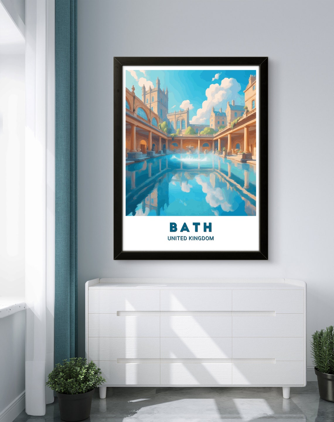 Bath United Kingdom Historic Roman Baths Courtyard Pool Art Poster - Image 2
