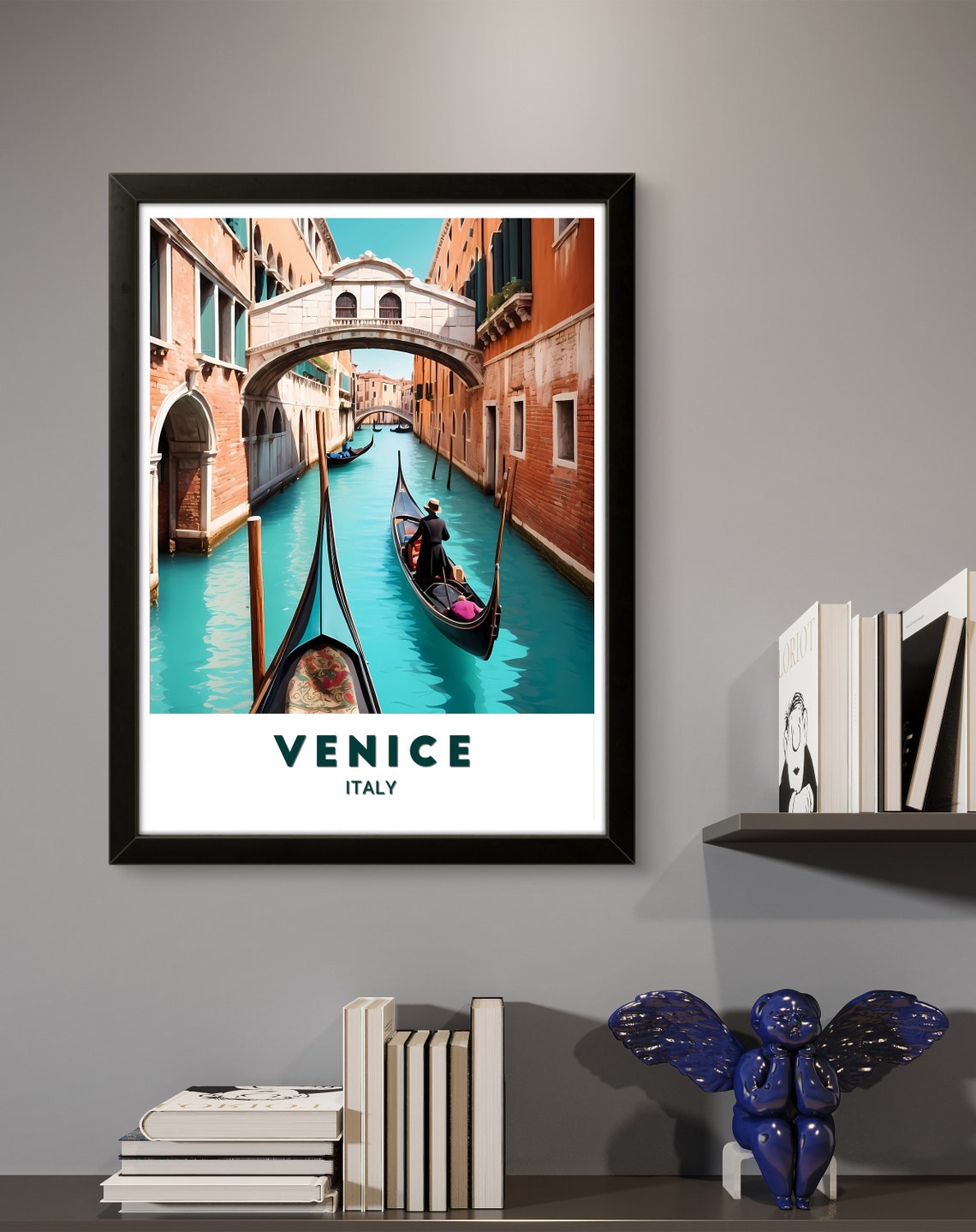 Venice Italy Gondola Ride Through Canal Historic Bridges Travel Poster - Image 2