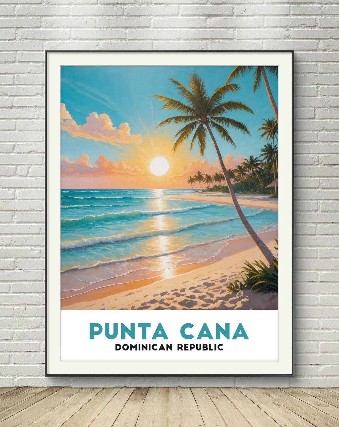 Punta Cana Dominican Republic Tropical Sunrise Beach Art Poster - Image 2