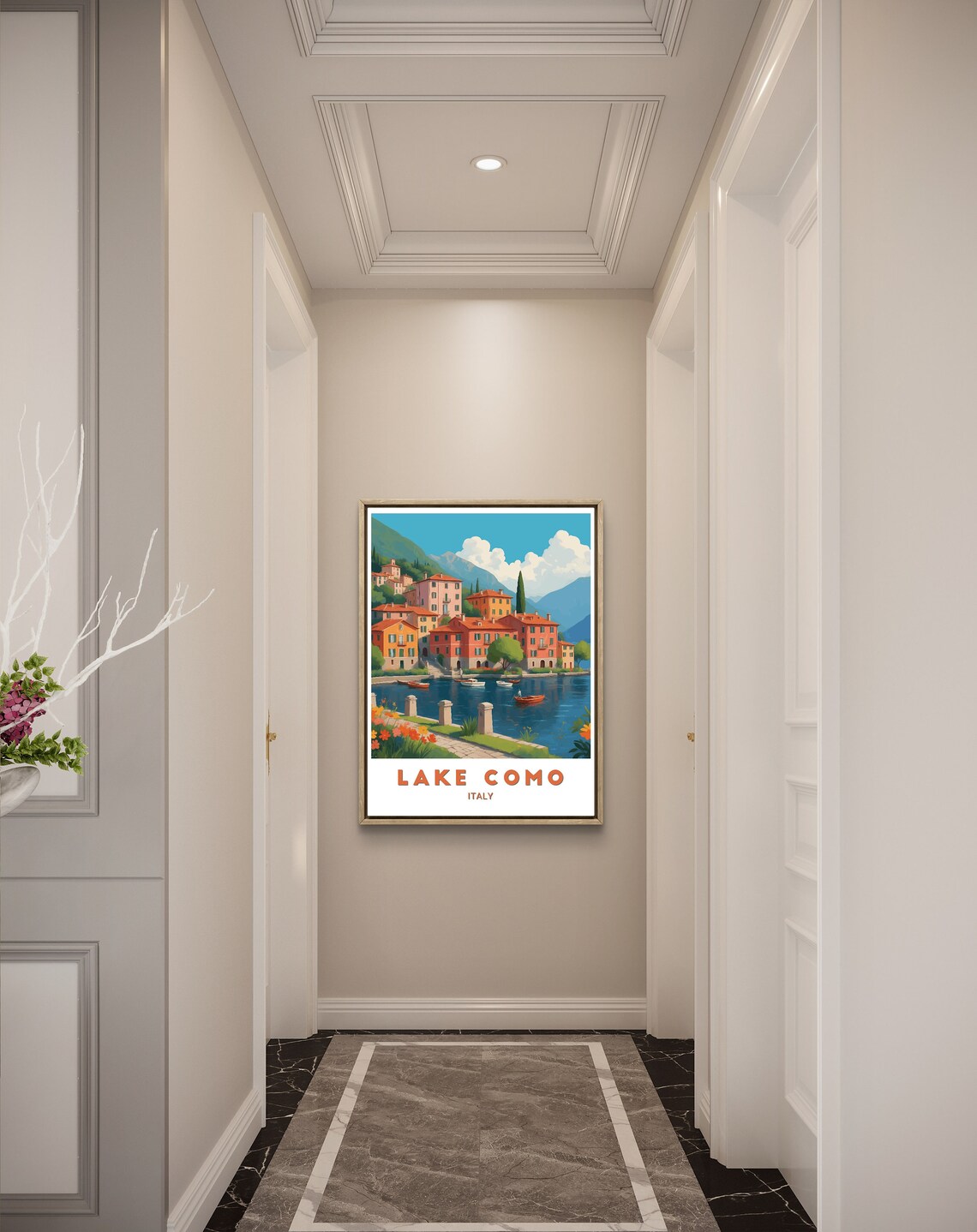 Lake Como Lakeside Village And Boats Italy Travel Art Poster - Image 3