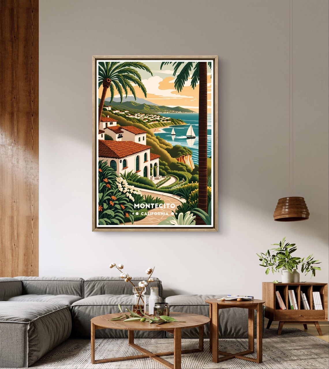 Montecito Poster California Coast Art Montecito View Print Retro Ocean Scene Luxury Coastal Decor Montecito Wall Art - Image 2