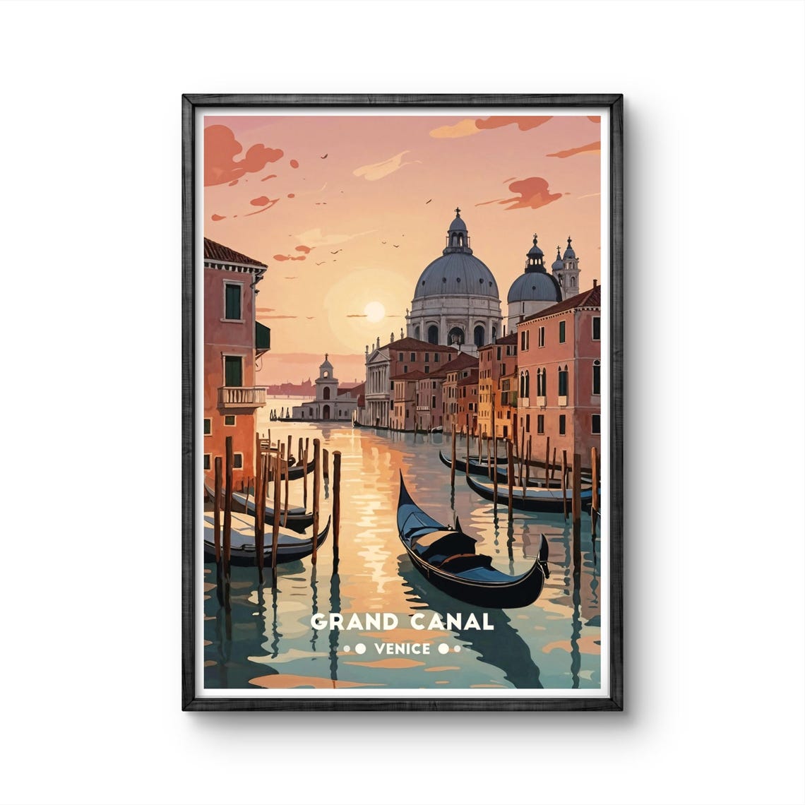 Venice Grand Canal Gondolas Sunset Salute Basilica Water Poster
