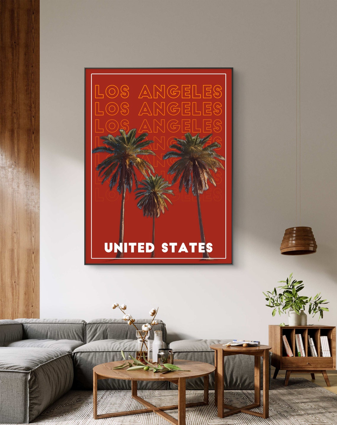 Los Angeles Palm Trees Sunset Orange Typography Travel Poster - Image 3