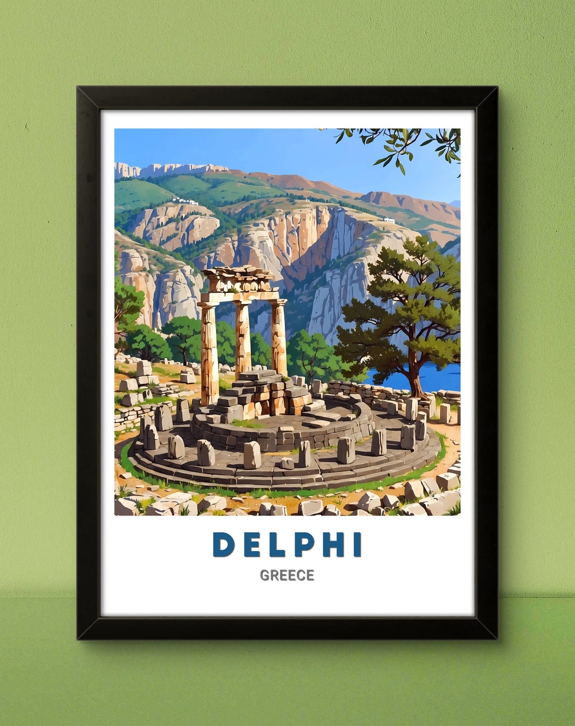 Delphi Tholos Athena Ancient Ruins Mountain Greece Travel Poster - Image 2