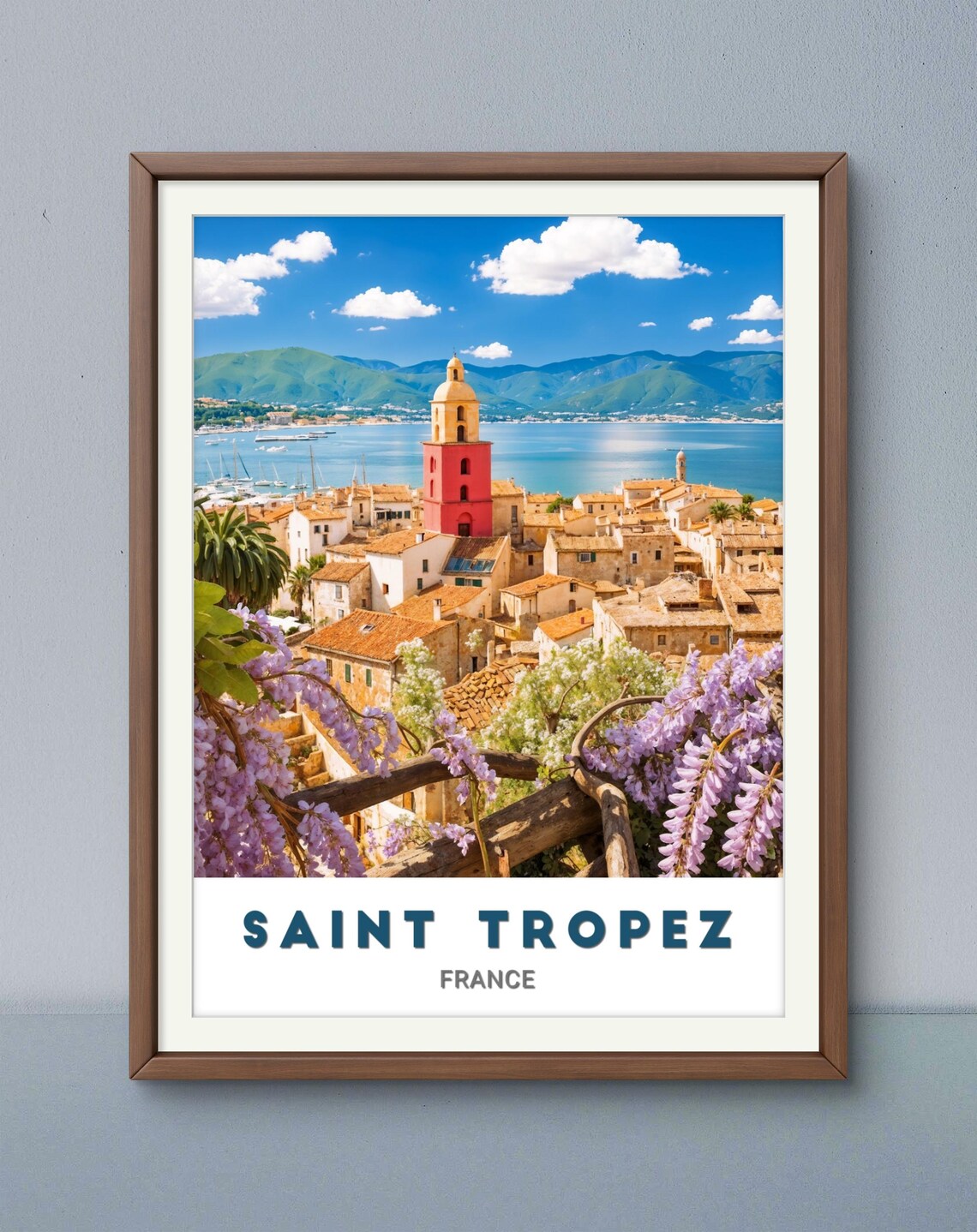 Saint Tropez France Wisteria Old Town Bay Vintage Travel Poster - Image 2