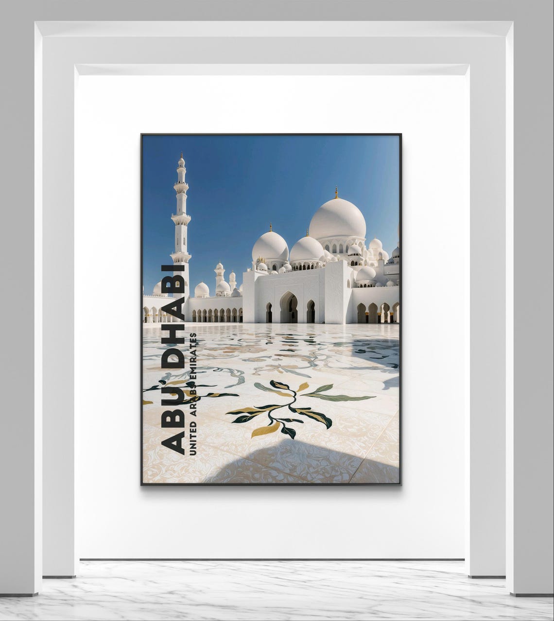 Abu Dhabi Sheikh Zayed Grand Mosque UAE Skyline Travel Poster
