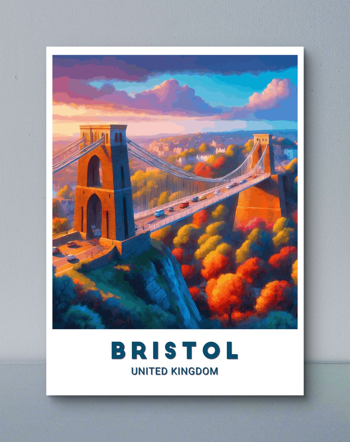 Bristol United Kingdom Clifton Suspension Bridge Sunset Poster
