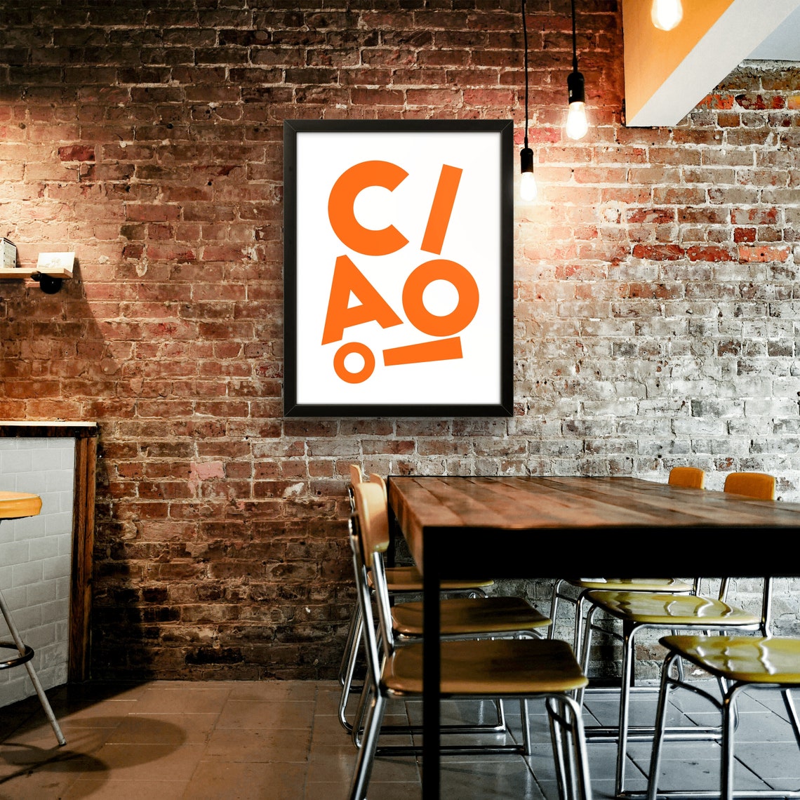 Ciao Orange Offset Letters White Background Fun Modern Poster - Image 3