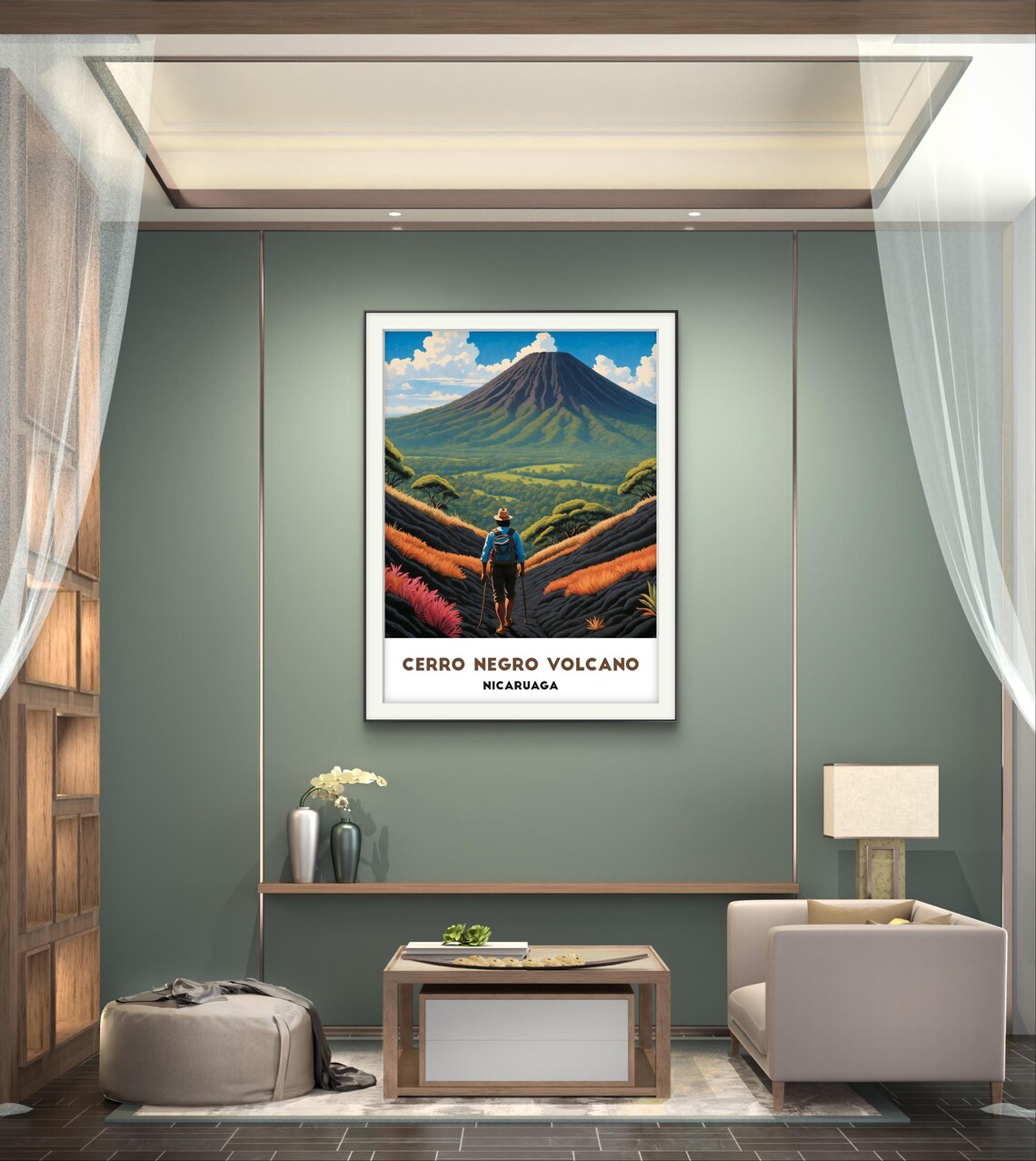 Cerro Negro Volcano Nicaragua Hiker Black Lava Trail Adventure Poster - Image 3