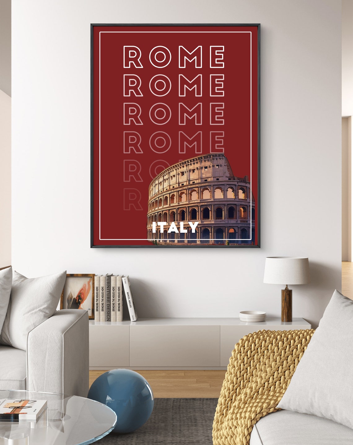 Rome Italy Colosseum Ancient Landmark Red Travel Typography Poster - Image 2
