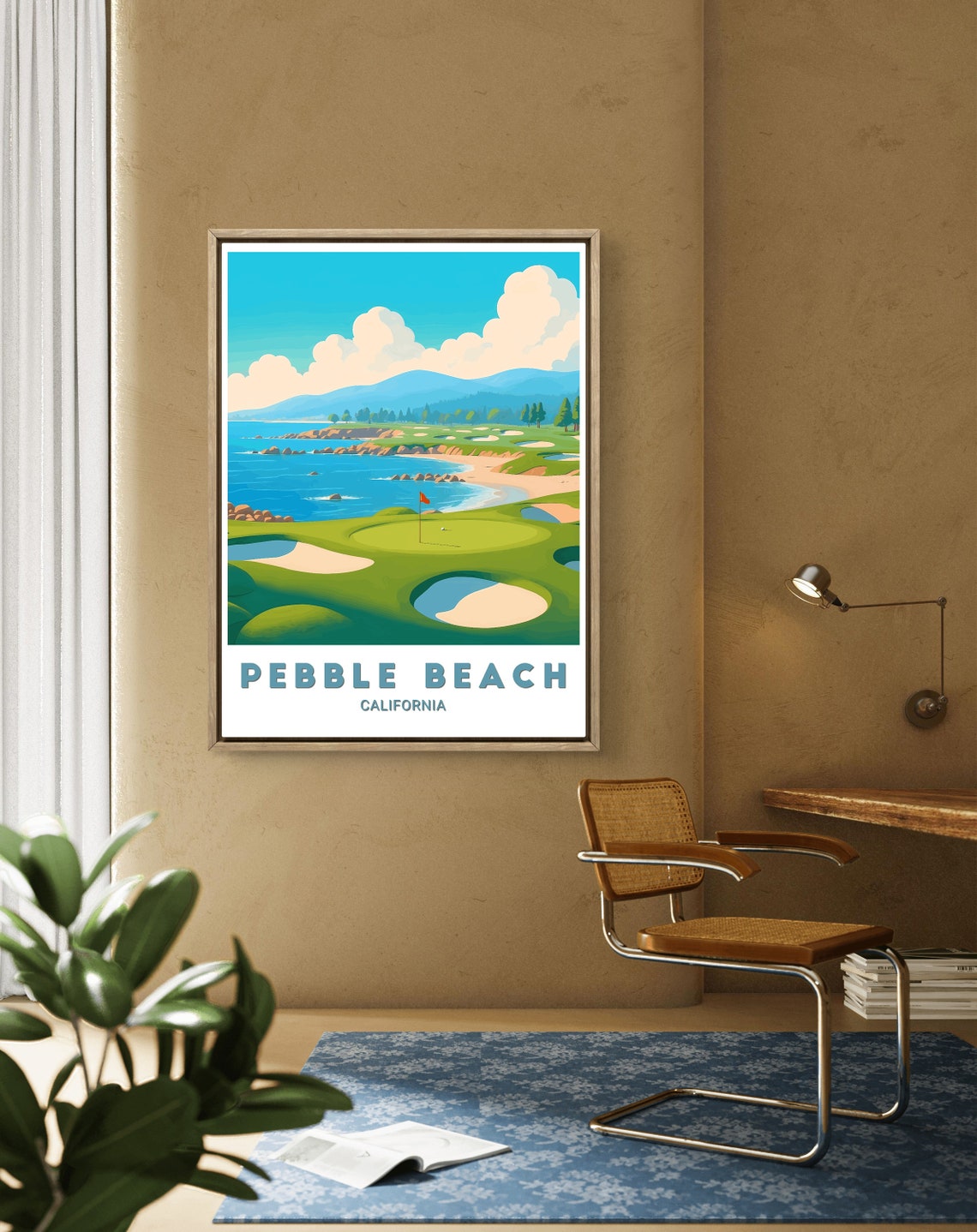 Pebble Beach California Coastal Golf Vintage Style Travel Poster - Image 4