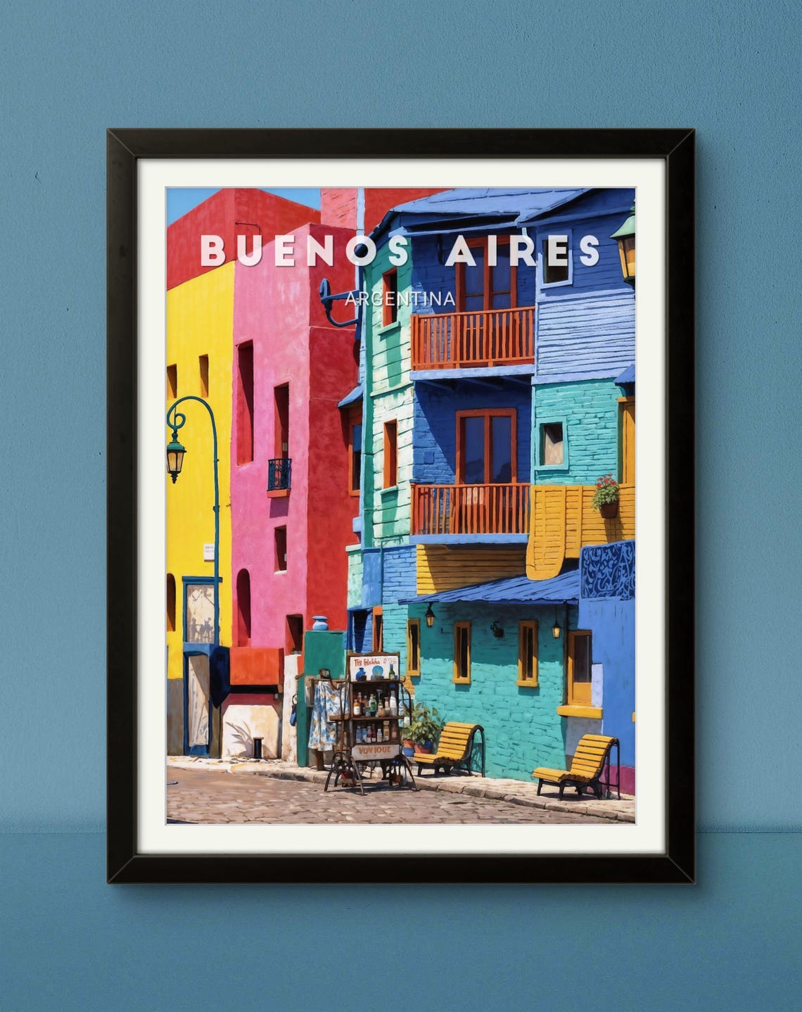 Buenos Aires Poster Colorful La Boca Neighborhood Iconic Street Art Of Argentina Vibrant Cityscape Print