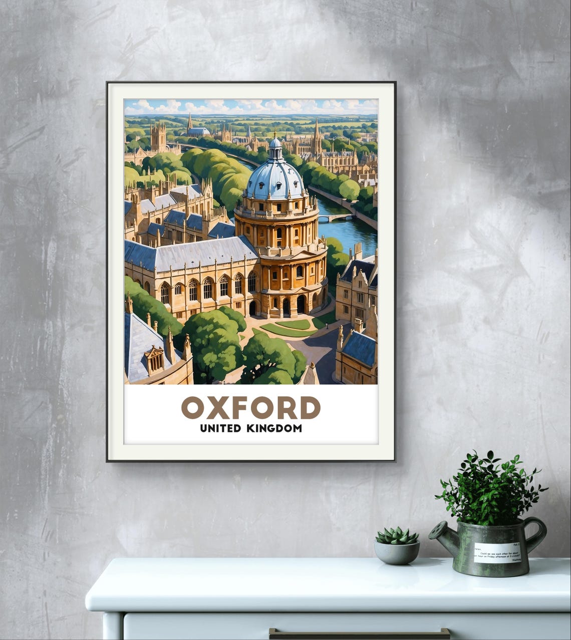 Oxford United Kingdom Radcliffe Camera Dome Aerial View Poster - Image 2