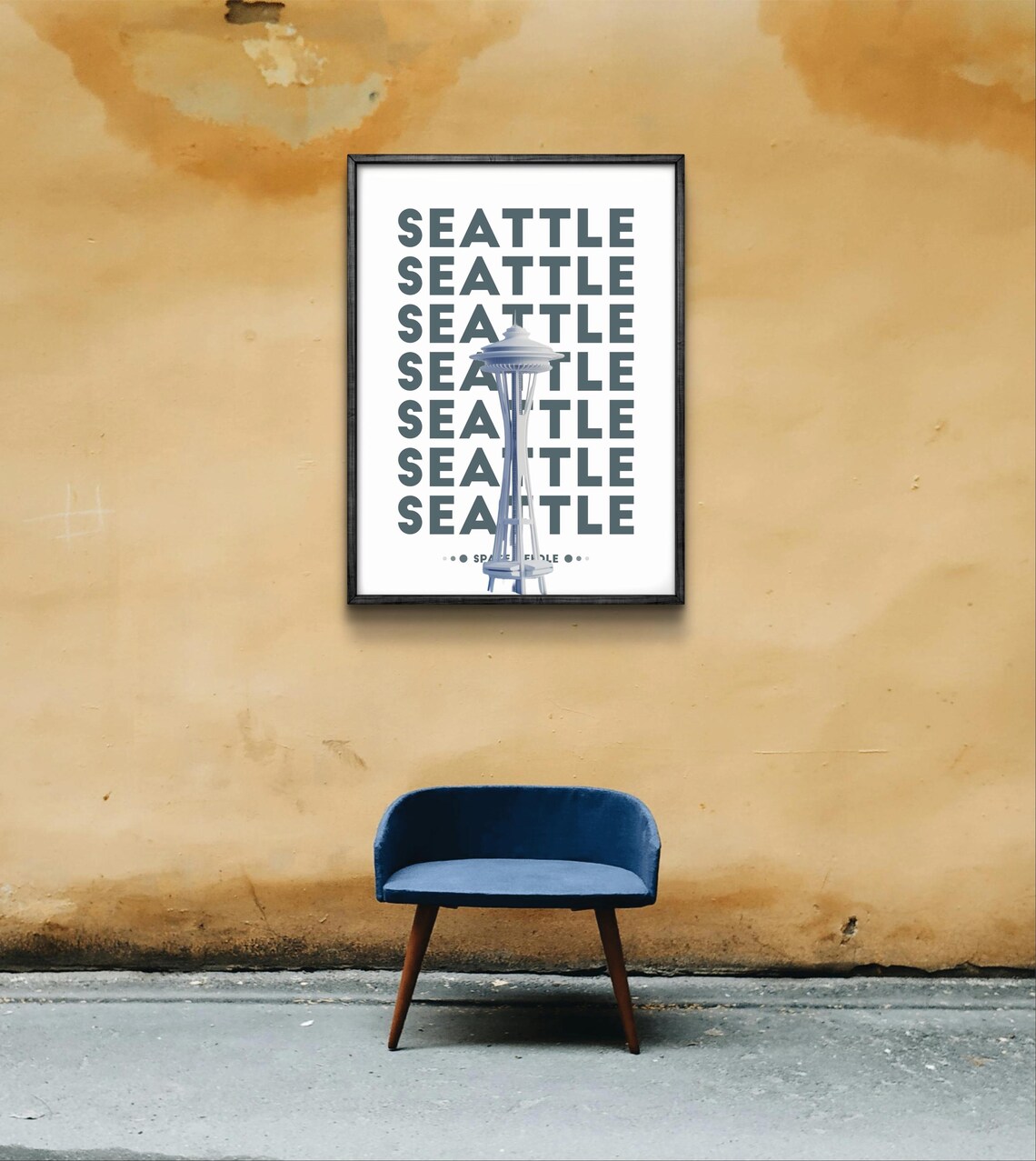 Seattle Space Needle, Modern Skyline Poster - Image 2