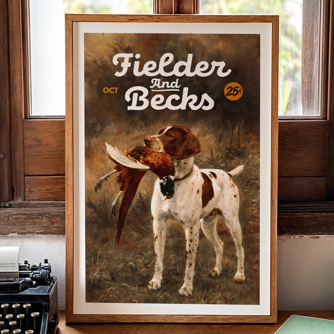 Retro Hunting Dog Art Print, Vintage Outdoorsman Decor