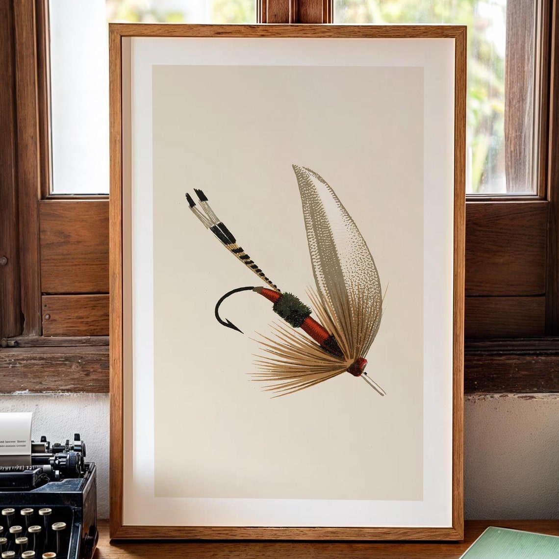 Retro Fishing Fly Print Gift For Fisherman Fly Fishing Art Poster Cabin Wall Decor Outdoorsy Lake House Wall Art Fishing Dad Gift