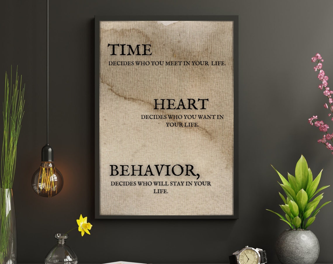 Time Heart Behavior Inspirational Quote Art Wall Art Poster Art Home Decor Pdfs