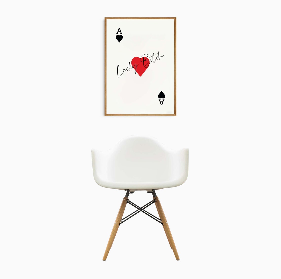 Lucky Bitch Script Red Heart Ace Of Hearts Playing Card Funny Poster - Image 2