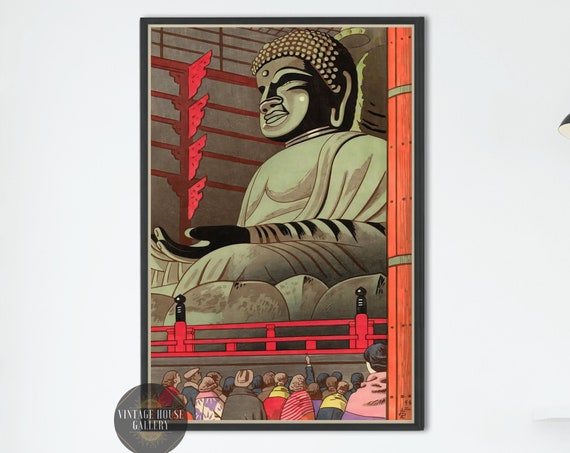 Big Buddha Of Todaiji Temple By Asano Takeji Ukiyoe Restored Japanese Art