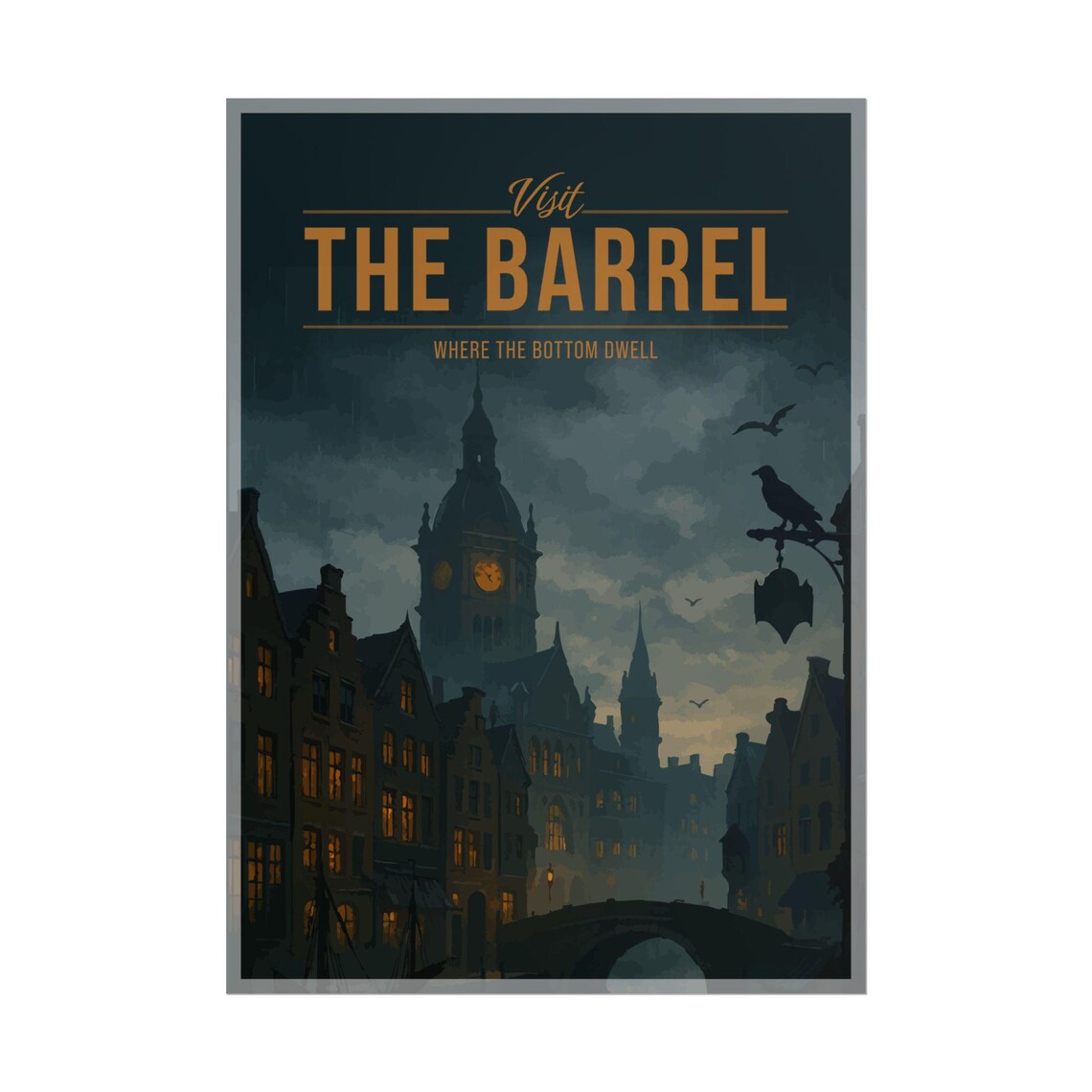Visit the Barrel Dark City Gothic Fantasy Travel Movie Poster