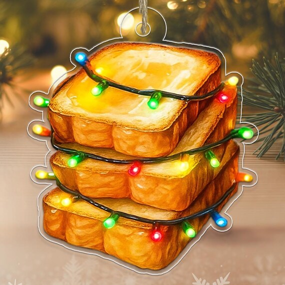 Funny Toast Christmas Ornament Lights Stack Holiday Kitchen Decor Poster