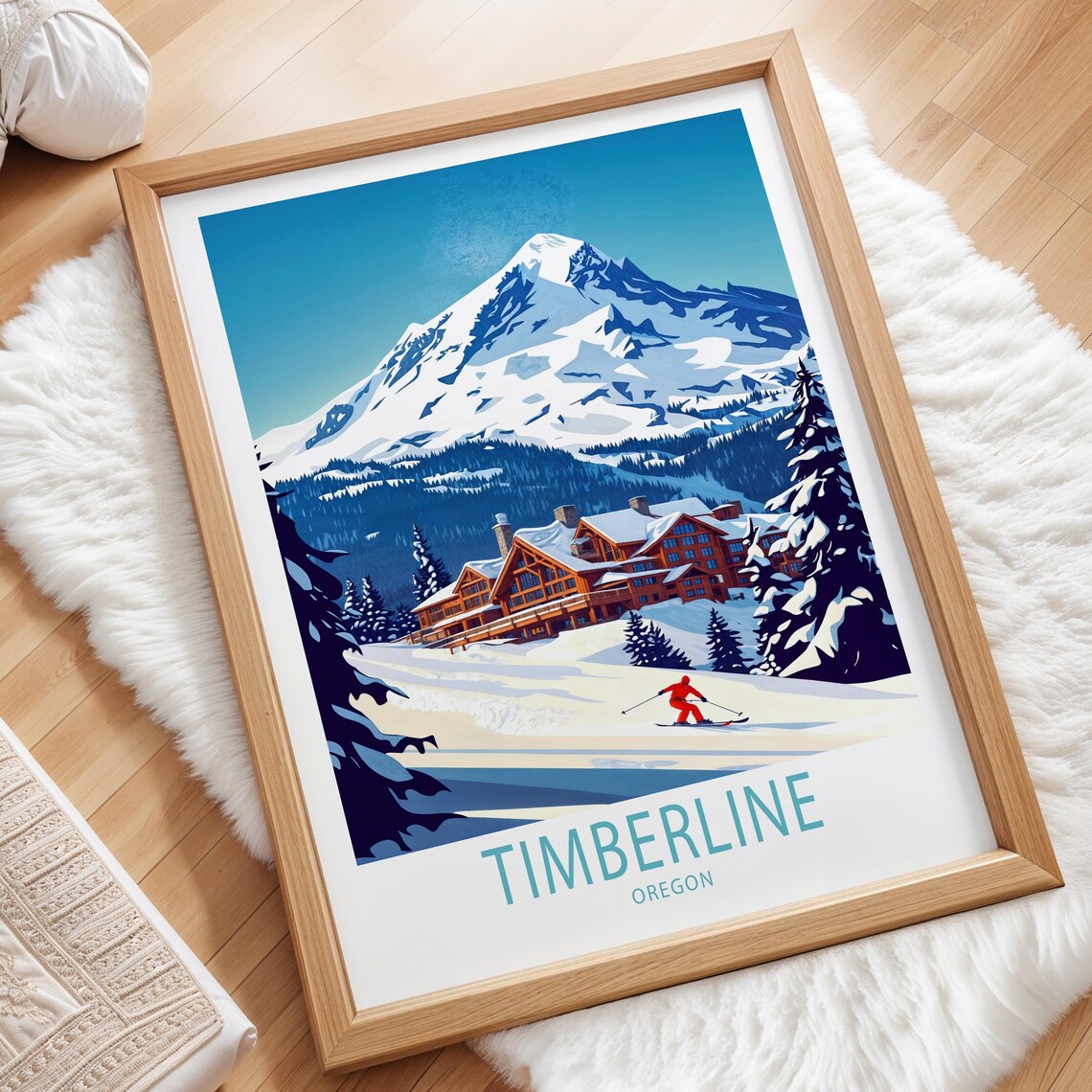 Timberline Oregon Travel Poster, Ski Travel Poster