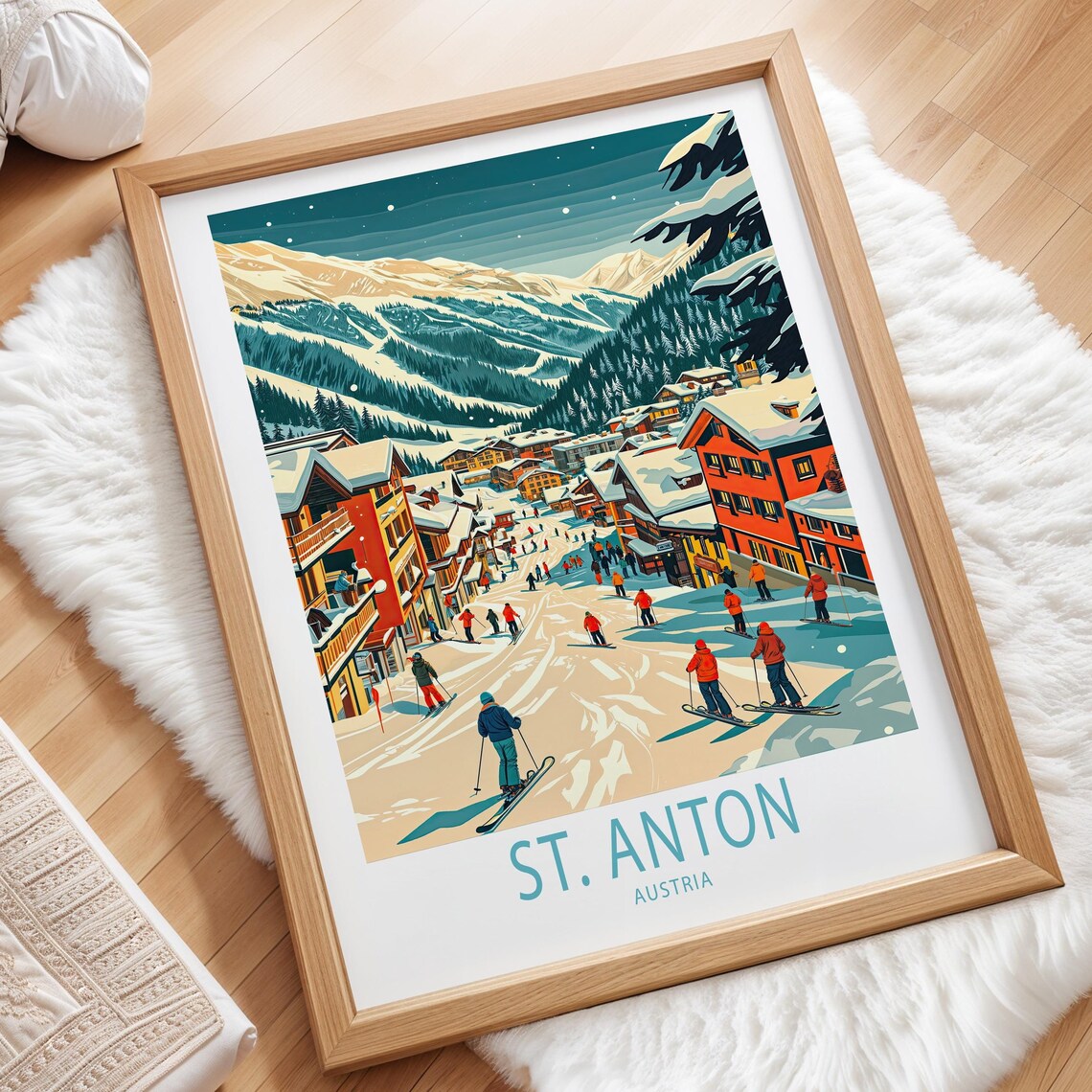 St Anton Austria Travel Poster, Ski Home Decor