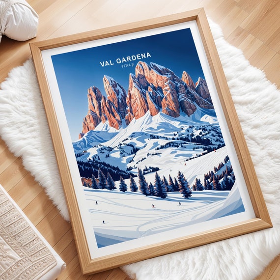 Val Gardena Italy Ski Poster Travel Wall Art Print Birthday Gifts Personalised
