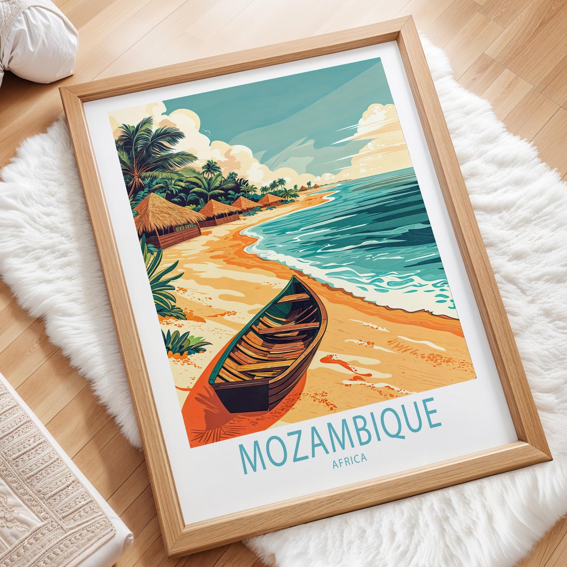 Mozambique Travel Poster Africa Wall Art Mozambique Africa Print Travel Home Decor Anniversary Gifts Birthday Present