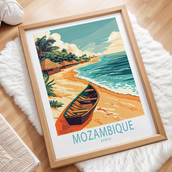 Mozambique Travel Poster Africa Wall Art Mozambique Africa Print Travel Home Decor Anniversary Gifts Birthday Present