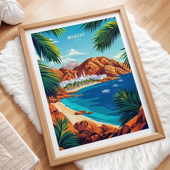 Muscat Travel Poster Oman Wall Art Arabia Print Custom Birthday Gifts Home Decor Minimalist Cityscape