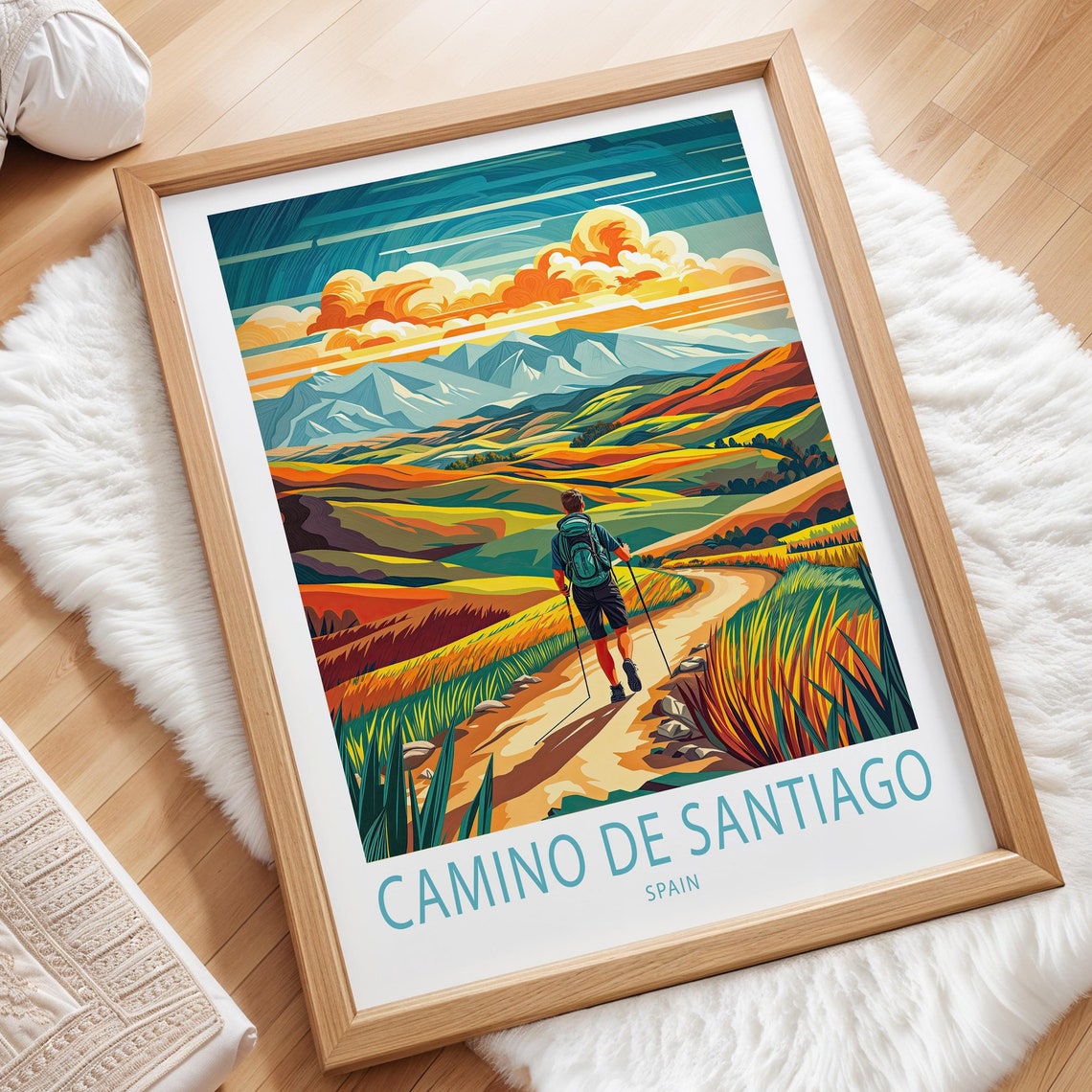 Camino De Santiago Travel Poster Spain Wall Art Camino De Santiago Spain Print Home Decor Custom Travel Poster Birthday Gifts
