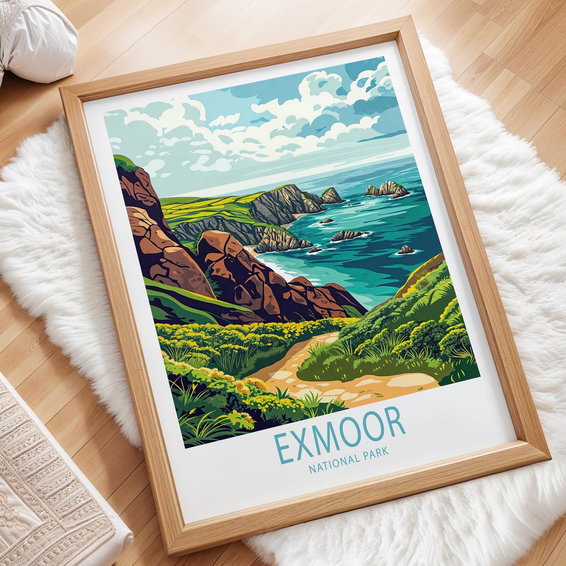 Exmoor National Park England Dramatic Coastline Cliffs Poster - Image 3