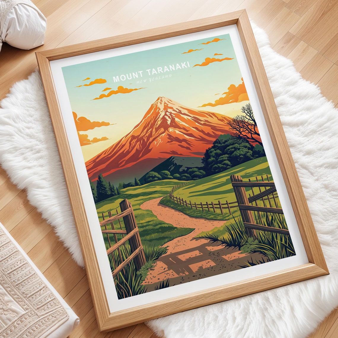 Mount Taranaki New Zealand Travel Poster New Zealand Wall Art Mount Taranaki Egmont National Park Print Birthday Gifts Wedding Present - Image 3